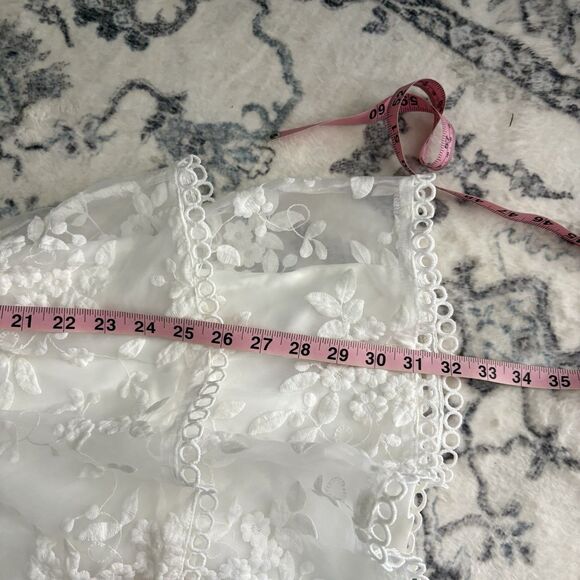 Lulus Look So Sweet White Embroidered Lace Mini Dress Size Small Bridal Tiered - Picture 6 of 8